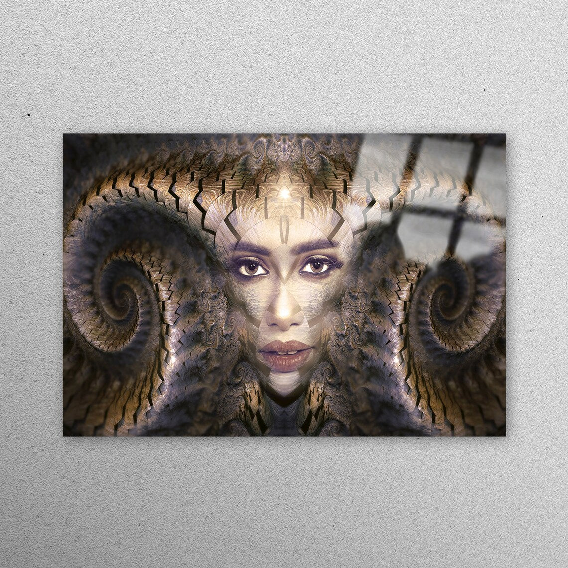 Horns Woman Wall Art Acrylic Glass Print Tempered Glass Wall Art 100% Made in Australia Ready to Hang