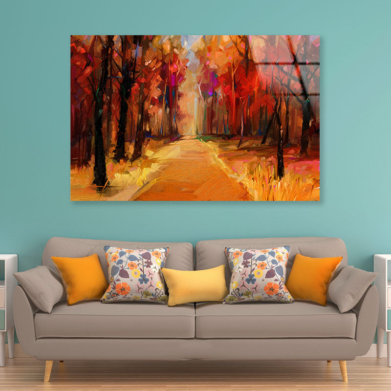 Oil Painting Colorful Autumn Acrylic Glass Print Tempered Glass Wall Art 100% Made in Australia Ready to Hang