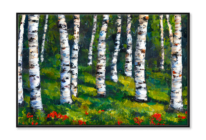 Birch Forest In Spring Oil Painting Wall Art Limited Edition High Quality Print Canvas Box Framed Black