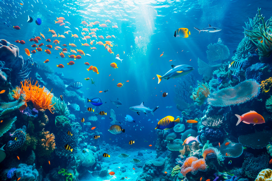 Underwater Scene Showcasing a Diverse Coral Reef Home Decor Premium Quality Poster Print Choose Your Sizes