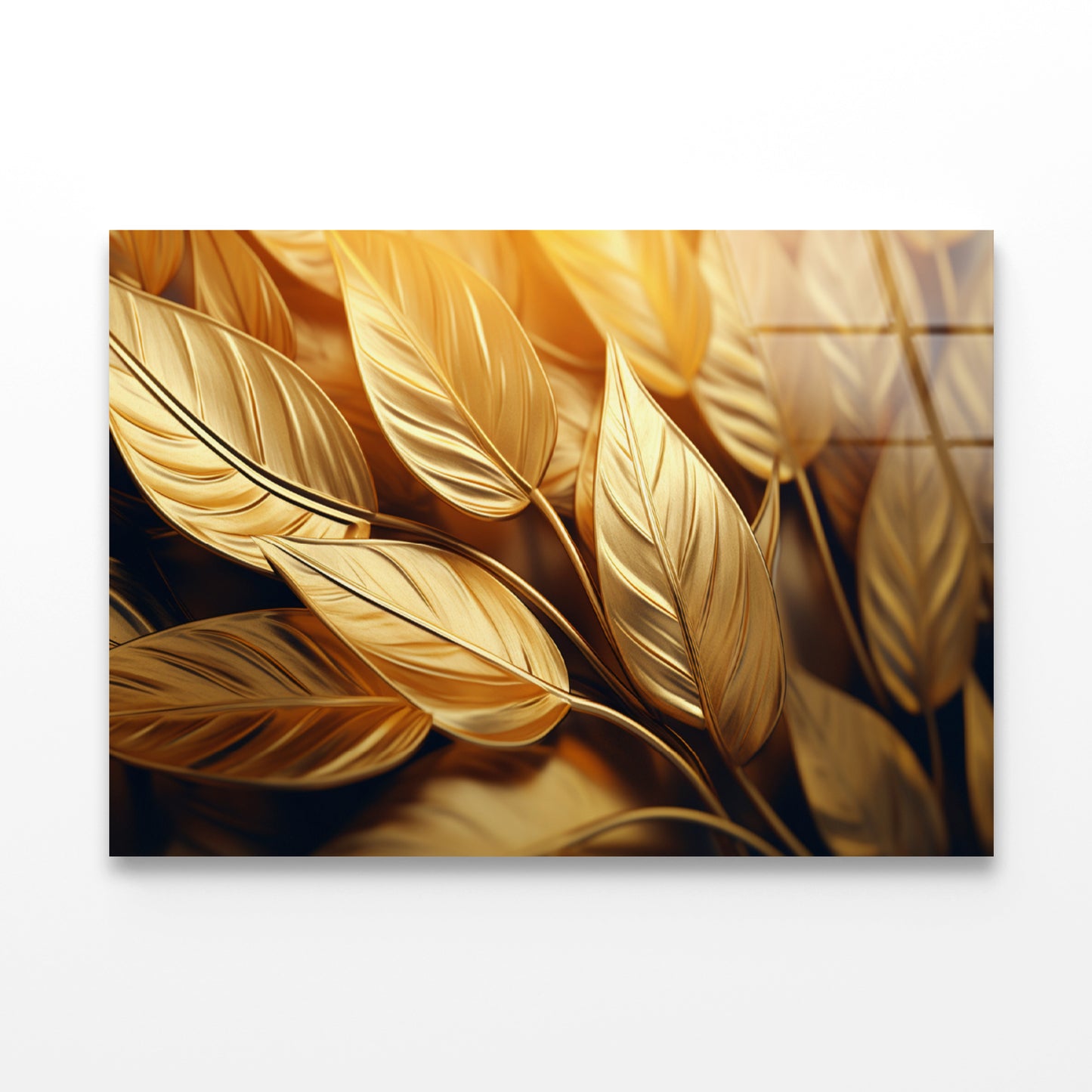 Close-Up of Vibrant Golden Leaves Acrylic Glass Print Tempered Glass Wall Art 100% Made in Australia Ready to Hang