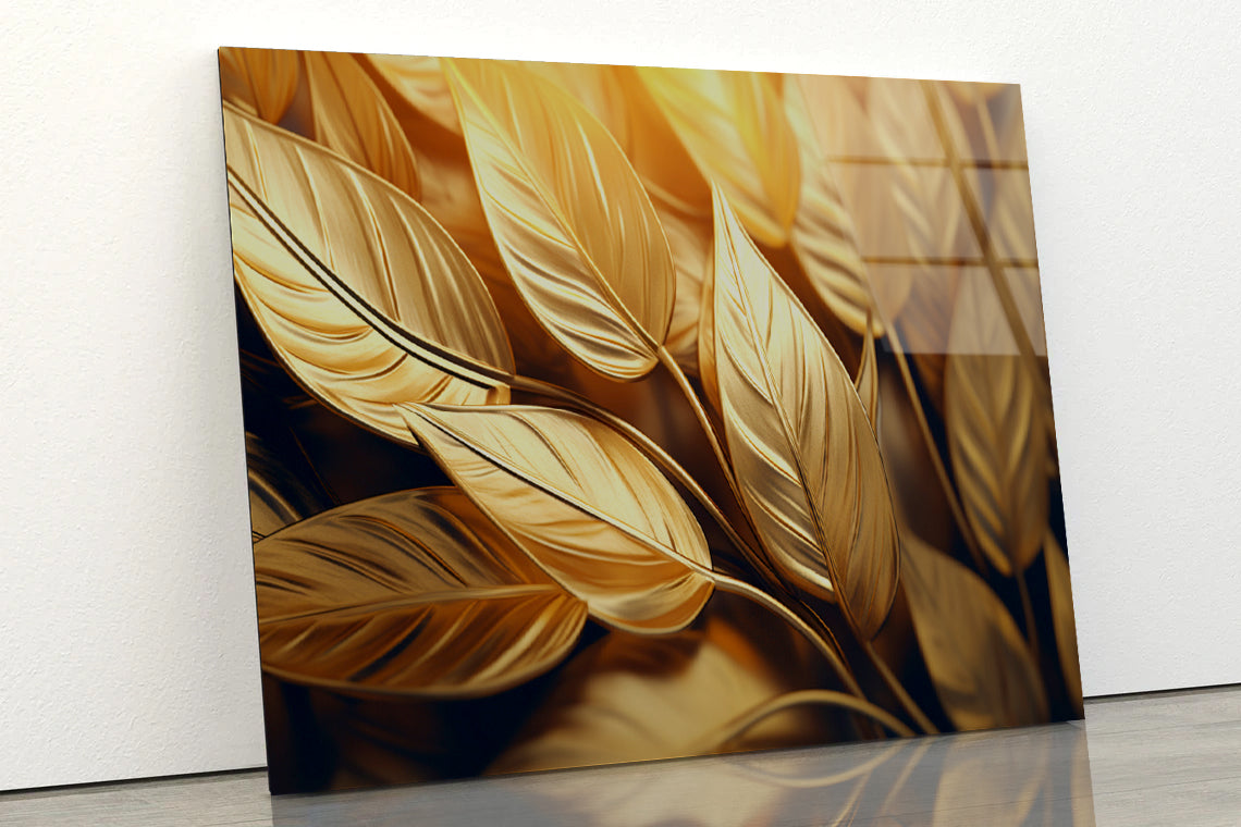 Close-Up of Vibrant Golden Leaves Acrylic Glass Print Tempered Glass Wall Art 100% Made in Australia Ready to Hang