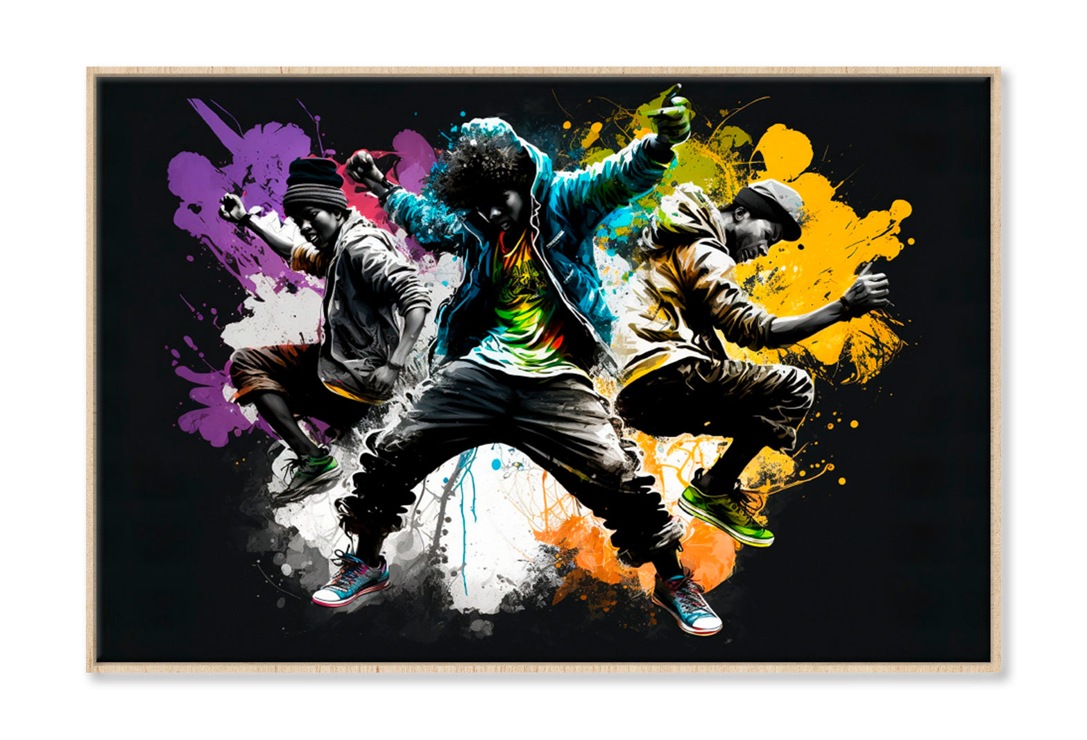 Crazy Hip Hop Dance Oil Painting Wall Art Limited Edition High Quality Print Canvas Box Framed Natural