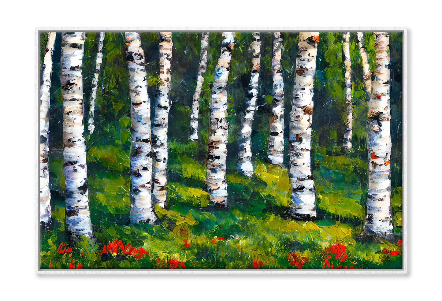 Birch Forest In Spring Oil Painting Wall Art Limited Edition High Quality Print Canvas Box Framed White