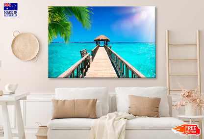 Traditional Boat Jetty in A Luxury Resort of Maldives  Wall Art Decor 100% Australian Made