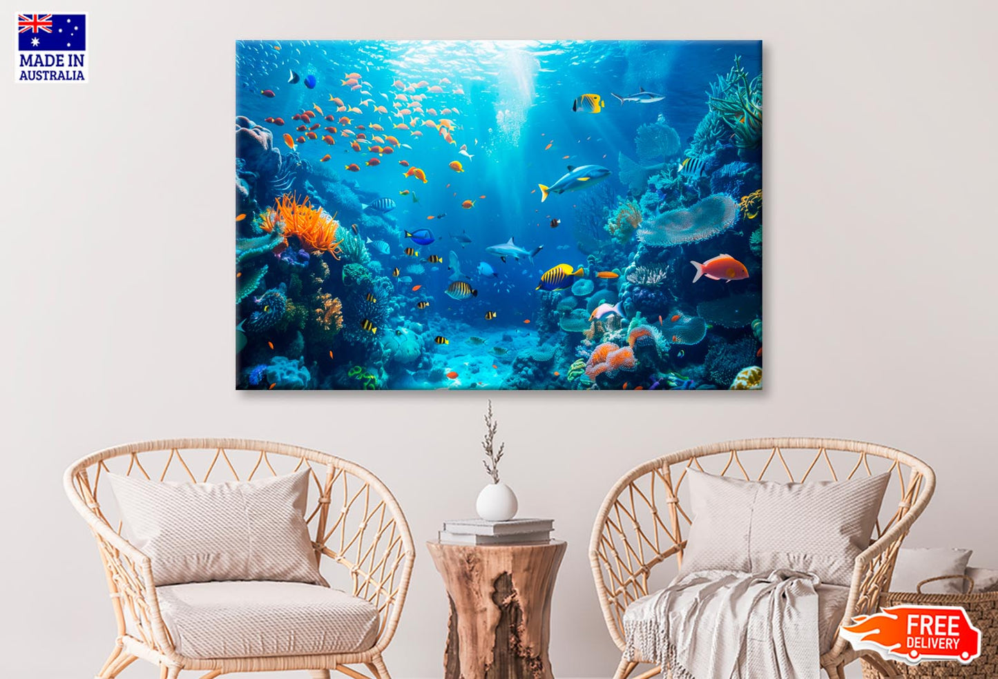 Nderwater Scene Showcasing a Diverse Coral Reef Wall Art Decor 100% Australian Made