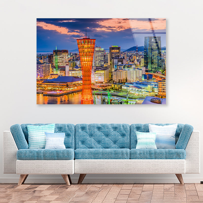 Buildings Of Kobe City in Japan Acrylic Glass Print Tempered Glass Wall Art 100% Made in Australia Ready to Hang