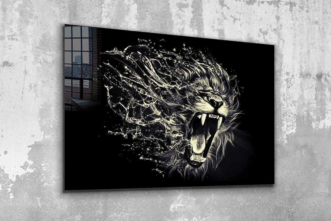 Lion Roaring Abstract UV Direct Aluminum Print Australian Made Quality