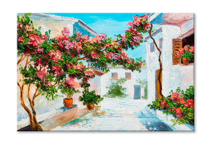 House In Summer Seascape Paint Limited Edition High Quality Print Stretched Canvas None