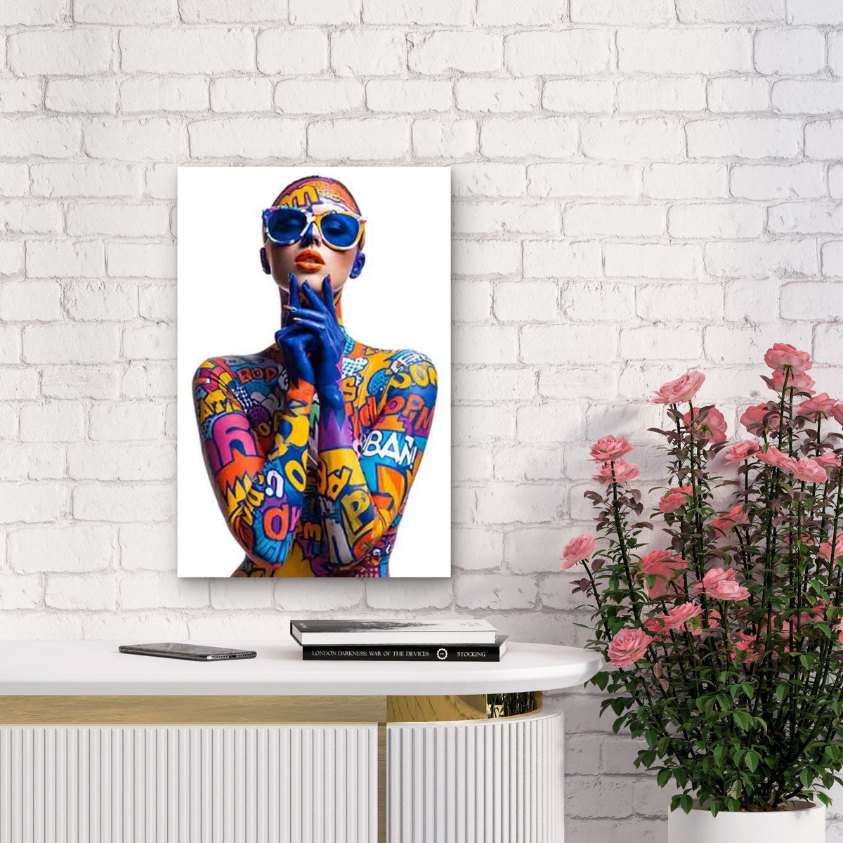 Colorful Comic Style 60x90cm Metal Print Ready to Hang