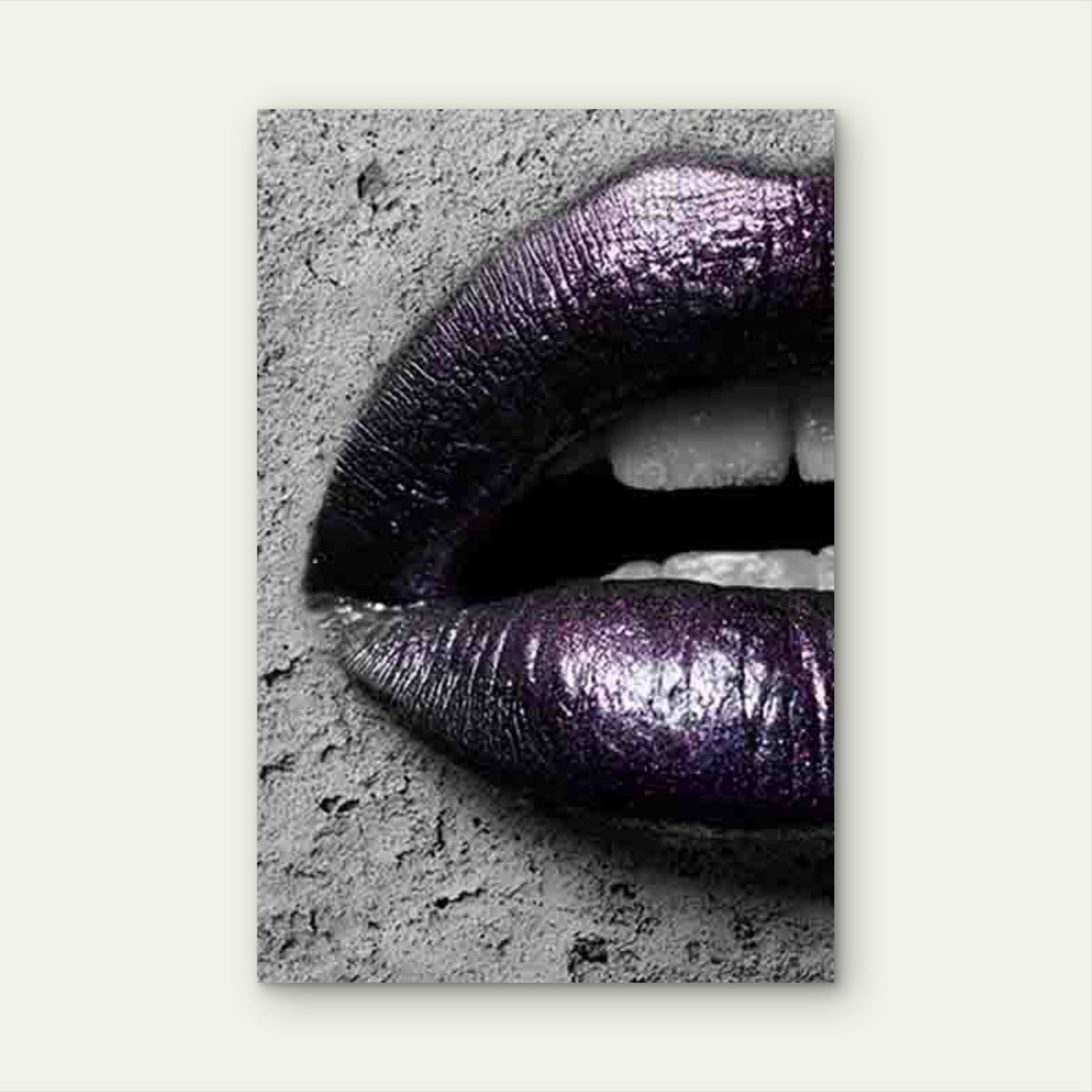 Glossy Purple Lips Closeup 60x90cm Metal Print Ready to Hang