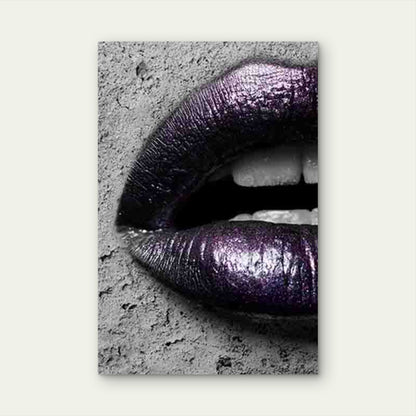 Glossy Purple Lips Closeup 60x90cm Metal Print Ready to Hang