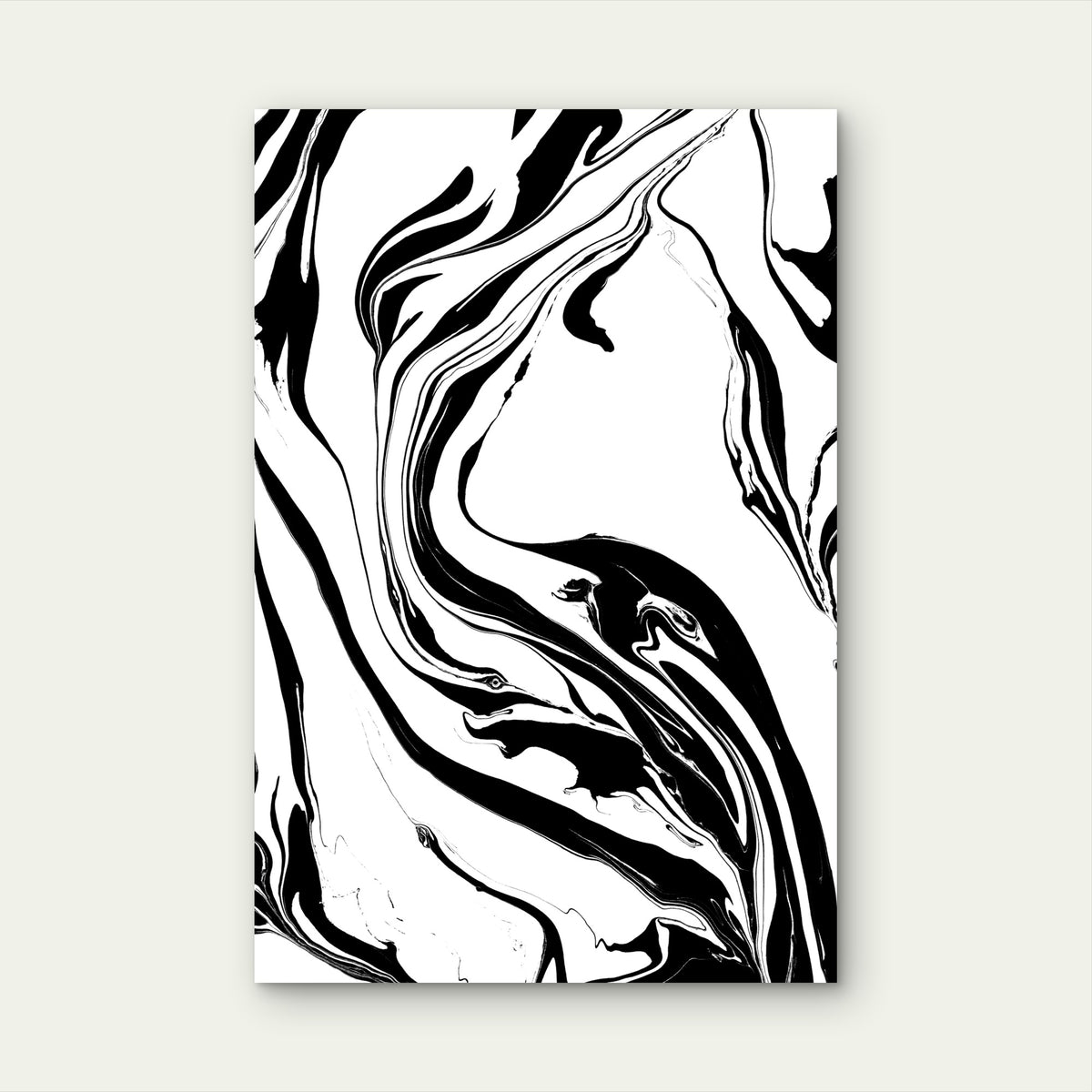 Abstract Black and White Fluid Art 40x60cm Metal Print Ready to Hang