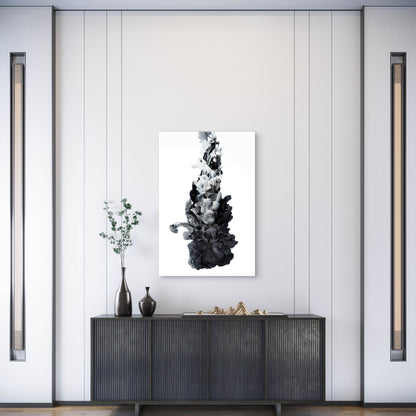 Ink In The Water A Splash Of Black And White Paint Abstract 60x90cm Metal Print Ready to Hang