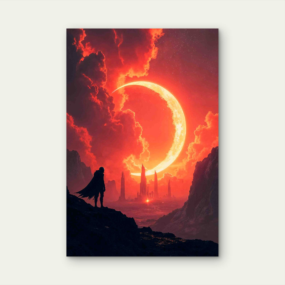 Solar Eclipse or a Blood Boon On An Alien Planet Metal Print Ready to Hang