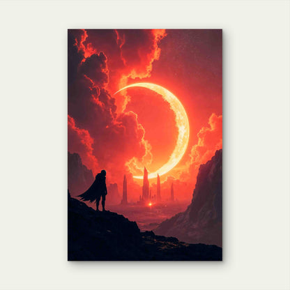 Solar Eclipse or a Blood Boon On An Alien Planet Metal Print Ready to Hang