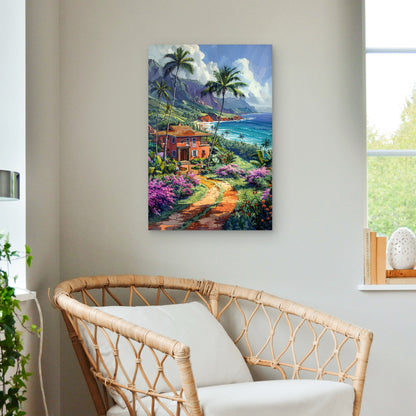 Hawaii Landscape With Digital Art Style 60x90cm Metal Print Ready to Hang