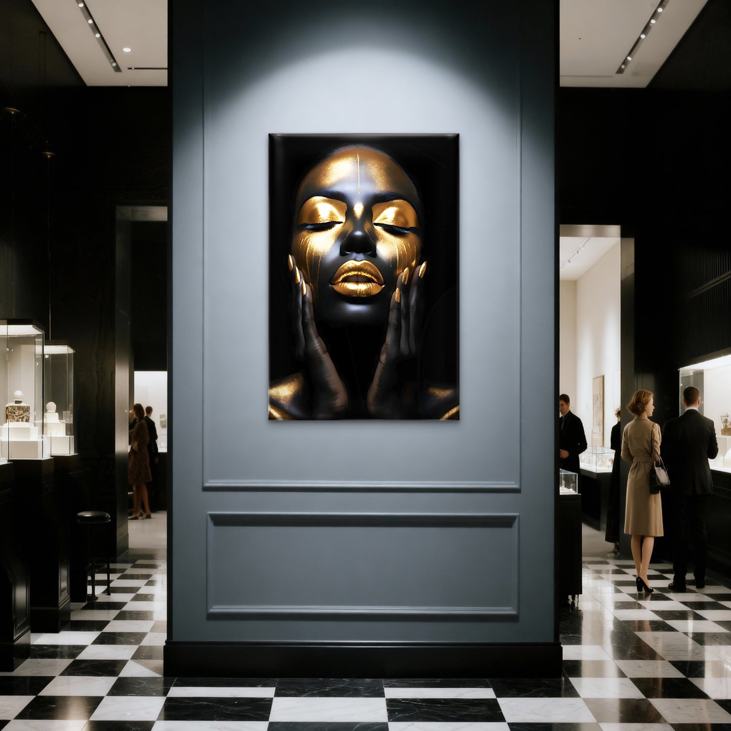 Black Gold Woman Painting Wall Art Decor 100% Australian Made