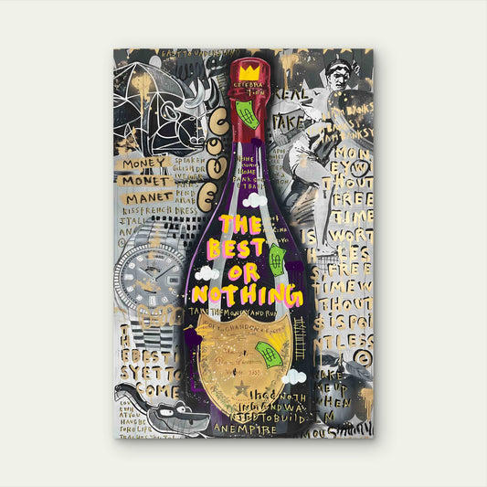 Modern Graffiti Champagne Street 60x90cm Metal Print Ready to Hang