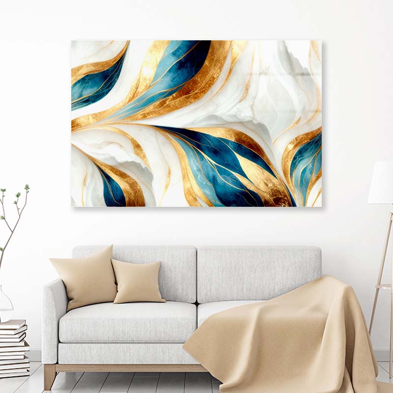 3D Gold Marble Abstract Acrylic Glass Print Tempered Glass Wall Art 100% Made in Australia Ready to Hang