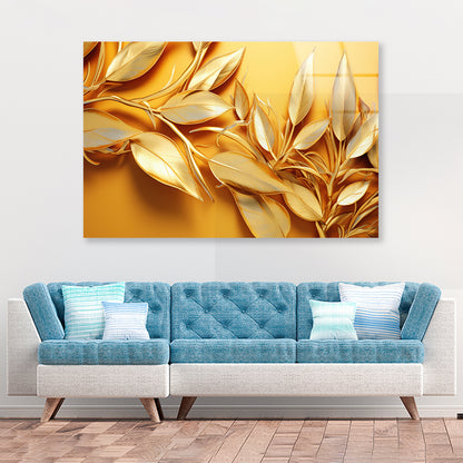 Vibrant Display of Golden Leaves Set Acrylic Glass Print Tempered Glass Wall Art 100% Made in Australia Ready to Hang