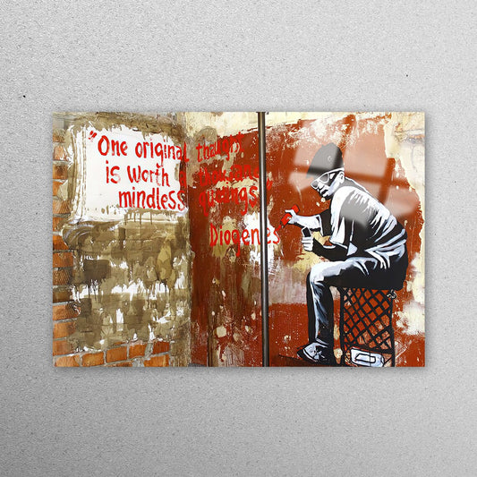 Banksy One Original Thought Acrylic Glass Print Tempered Glass Wall Art 100% Made in Australia Ready to Hang