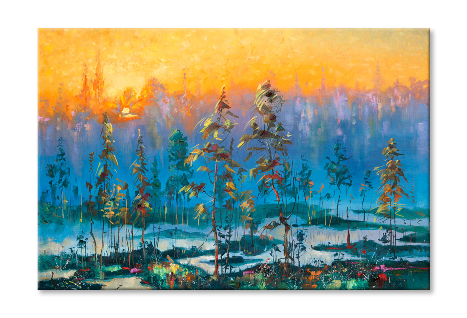 Dawn In The Tundra Oil Painting Wall Art Limited Edition High Quality Print Stretched Canvas None