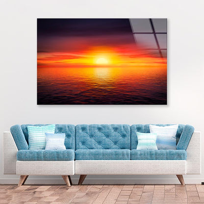 Sunset Sky at The Ocean Background Acrylic Glass Print Tempered Glass Wall Art 100% Made in Australia Ready to Hang