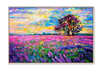 Lavender Field Oil Painting Wall Art Limited Edition High Quality Print Canvas Box Framed Natural