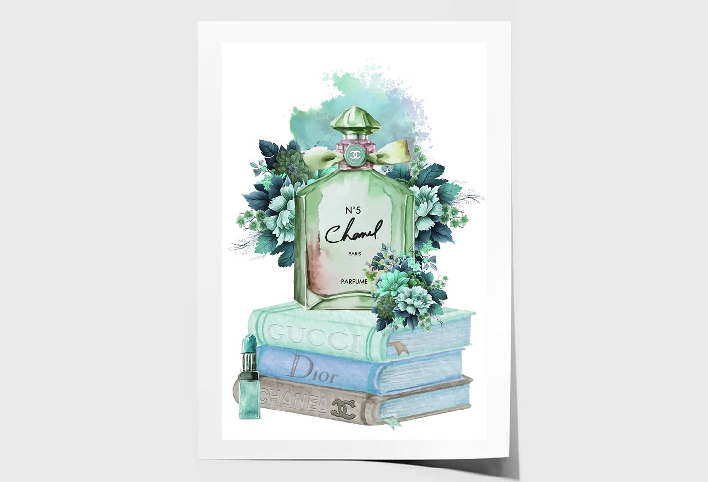 Green Blue Perfume Wall Art Limited Edition High Quality Print Unframed Roll Canvas None