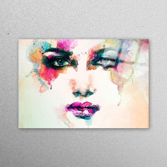 Colorful Woman Face Acrylic Glass Print Tempered Glass Wall Art 100% Made in Australia Ready to Hang