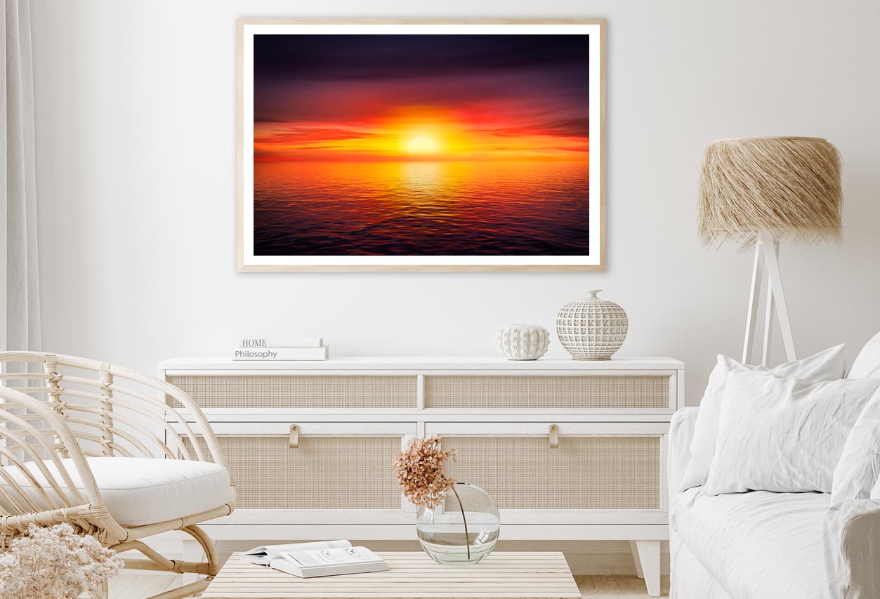 Sunset Sky at The Ocean Background Home Decor Premium Quality Poster Print Choose Your Sizes