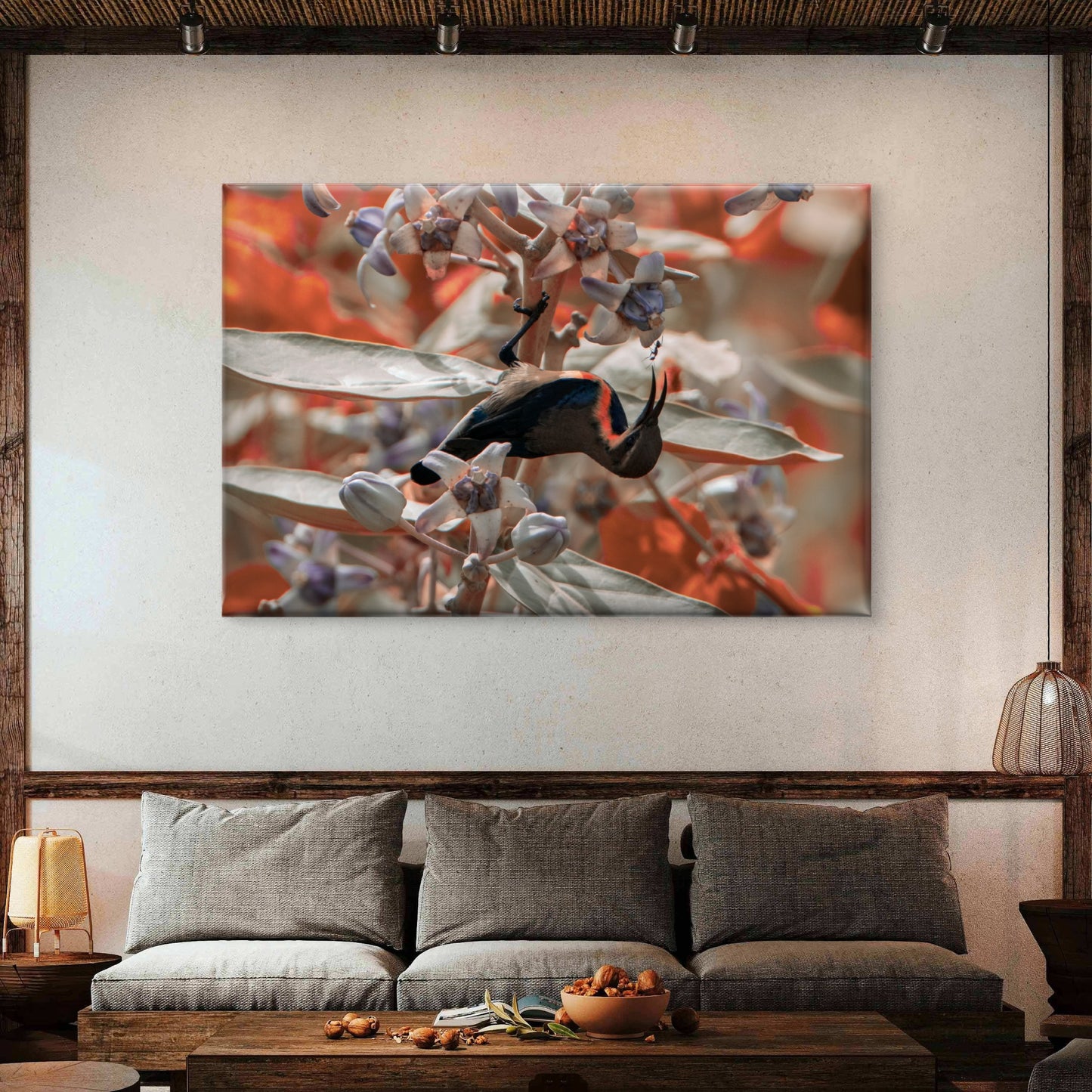 Sunbird Feeding Milkweed Flower Wall Art Decor 100% Australian Made