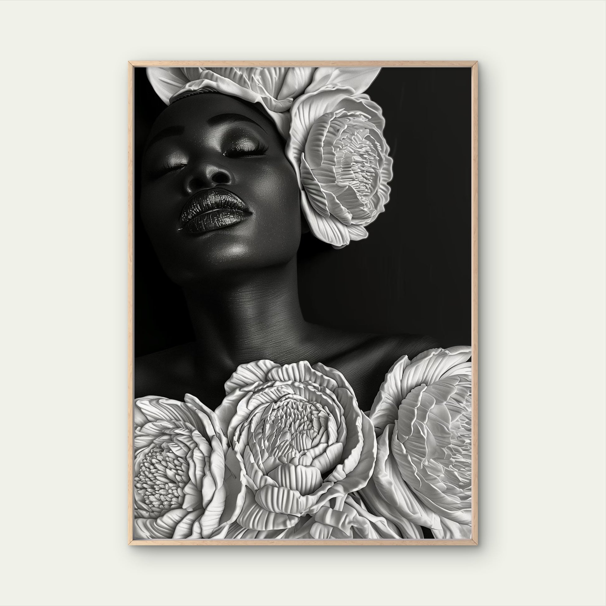 Floral Black and White Woman Face Fashion Home Decor Premium Quality Poster Print Choose Your Sizes - Bella Home Decor