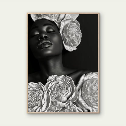 Floral Black and White Woman Face Fashion Home Decor Premium Quality Poster Print Choose Your Sizes - Bella Home Decor