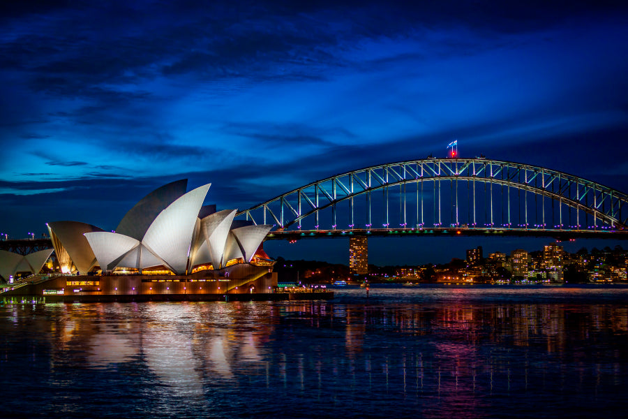 Sydney Opera House at Night Acrylic Glass Print Tempered Glass Wall Art 100% Made in Australia Ready to Hang