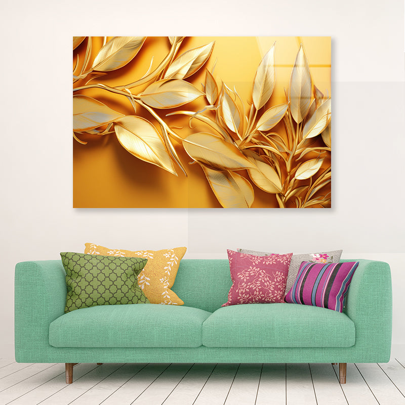 Vibrant Display of Golden Leaves Set Acrylic Glass Print Tempered Glass Wall Art 100% Made in Australia Ready to Hang