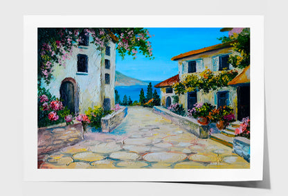 Beautiful Houses Near The Sea Oil Painting Wall Art Limited Edition High Quality Print Unframed Roll Canvas None