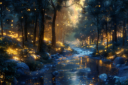 Magical Forest at Night View Home Decor Premium Quality Poster Print Choose Your Sizes