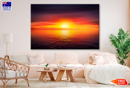 Sunset Sky at The Ocean Background  Wall Art Decor 100% Australian Made