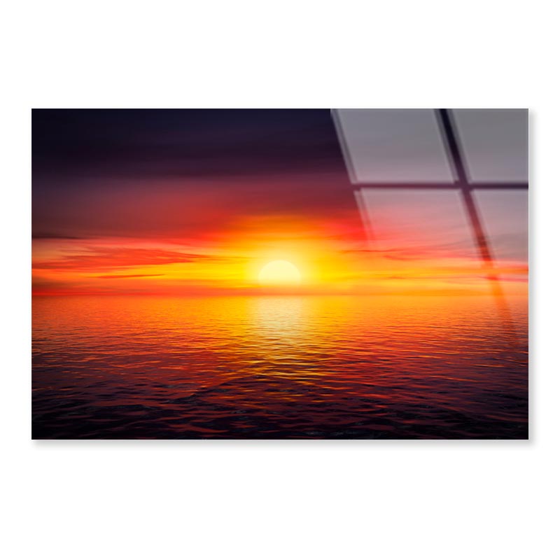 Sunset Sky at The Ocean Background Acrylic Glass Print Tempered Glass Wall Art 100% Made in Australia Ready to Hang