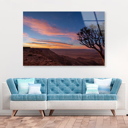 A Tree Standing On a Hill & Wonderful Sky in Namibia Acrylic Glass Print Tempered Glass Wall Art 100% Made in Australia Ready to Hang