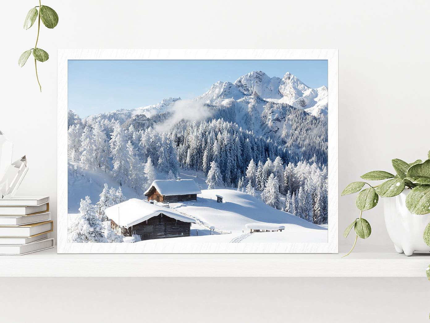 Winter wonderland in the Austria Glass Framed Wall Art, Ready to Hang Quality Print Without White Border White