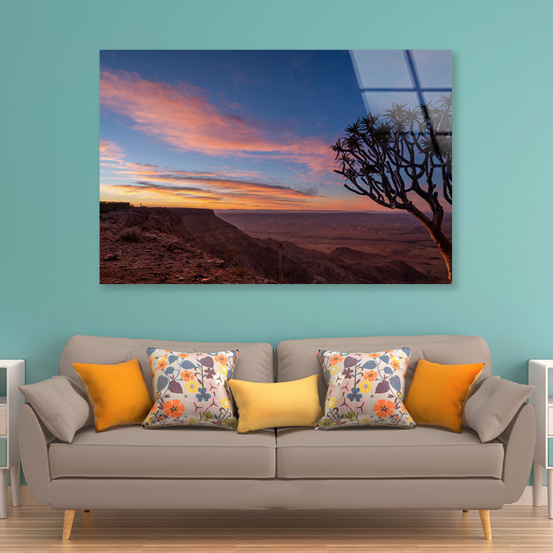 A Tree Standing On a Hill & Wonderful Sky in Namibia Acrylic Glass Print Tempered Glass Wall Art 100% Made in Australia Ready to Hang