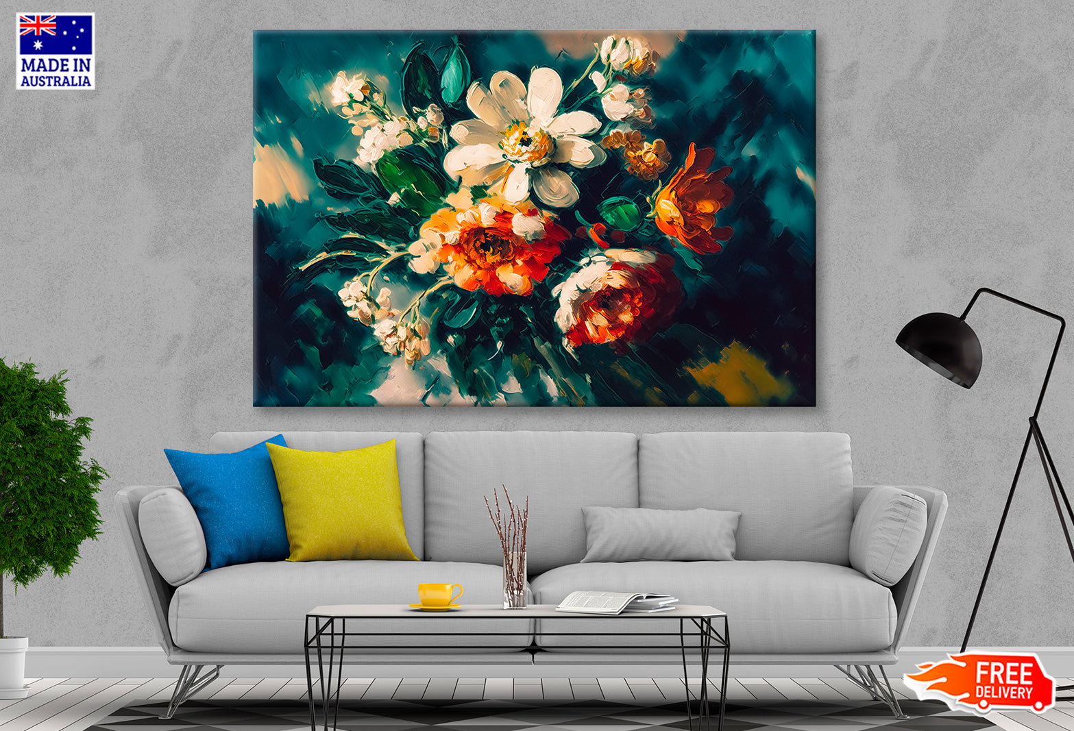 Abstract Colorful Flowers With Still Life Oil Painting Wall Art Limited Edition High Quality Print