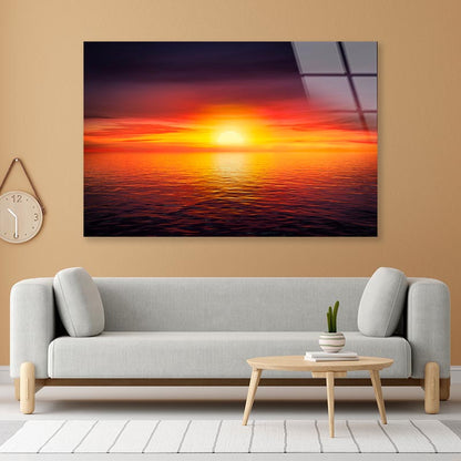 Sunset Sky at The Ocean Background Acrylic Glass Print Tempered Glass Wall Art 100% Made in Australia Ready to Hang