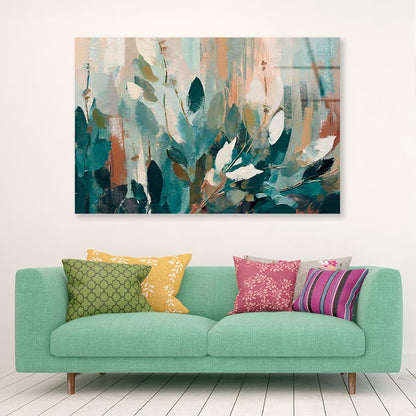 Abstract Leaves Oil Painting  Acrylic Glass Print Tempered Glass Wall Art 100% Made in Australia Ready to Hang