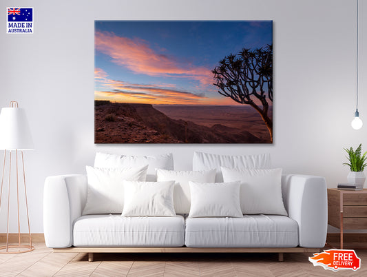 A Tree Standing On a Hill & Wonderful Sky in Namibia Print 100% Australian Made