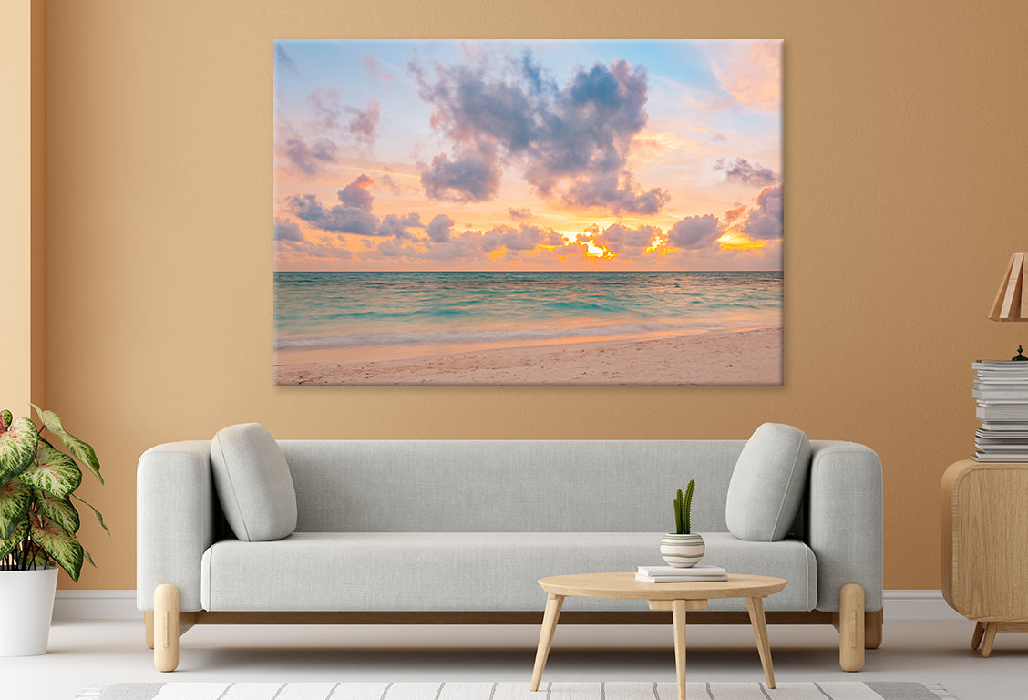 Sunset Beach with Tropical Colors Wall Art Decor 100% Australian Made