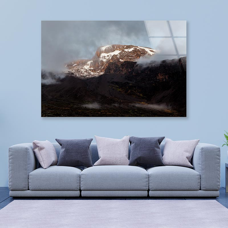 Mount Kilimanjaro & Clouds Line at Sunset Tanzania Acrylic Glass Print Tempered Glass Wall Art 100% Made in Australia Ready to Hang